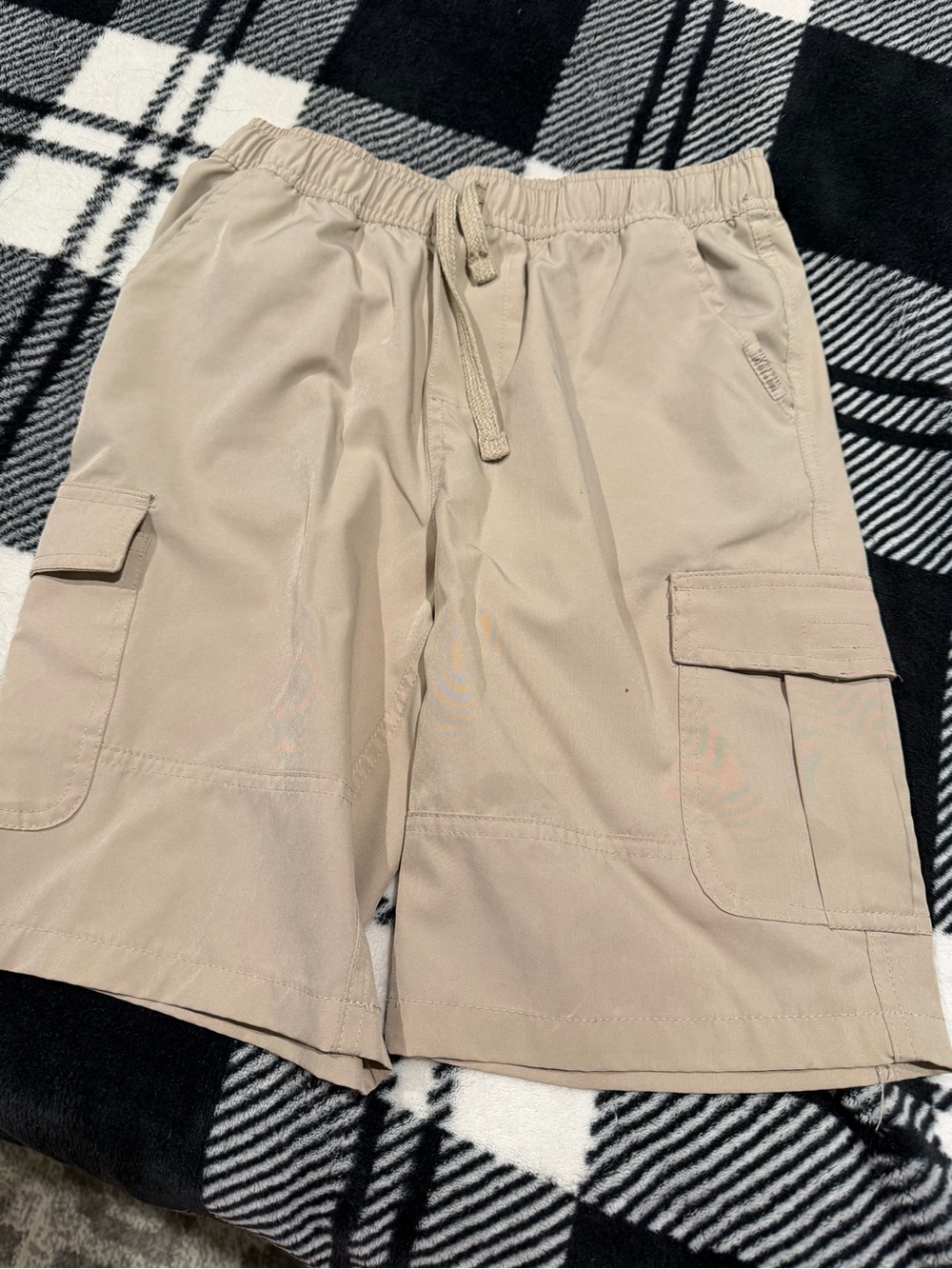 Boy’s Cargo Drawstring Shorts in Beige